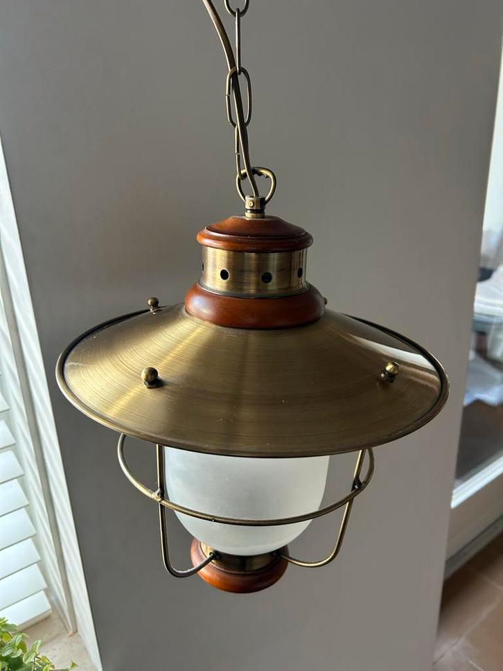 Scheepslamp Hanglamp 2 stuks- Maritieme Sfeer, Huis en Inrichting, Lampen | Hanglampen, Gebruikt, Minder dan 50 cm, Glas, Ophalen of Verzenden