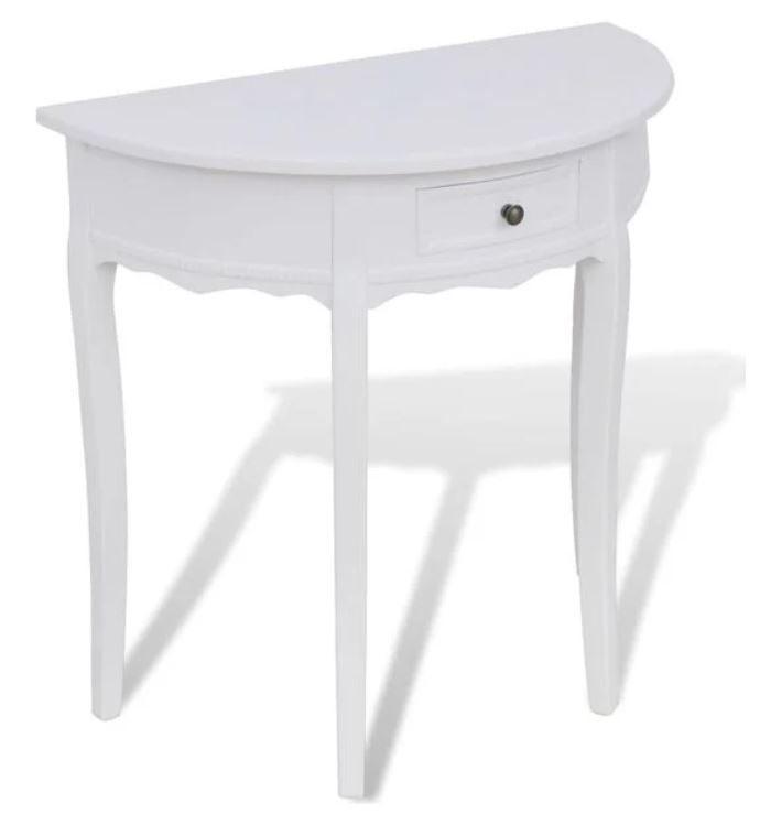 Sidetable wandtafel halfrond wit bruin + lade GRATIS BEZORGD, Huis en Inrichting, Tafels | Sidetables, Nieuw, 25 tot 50 cm, 50 tot 100 cm