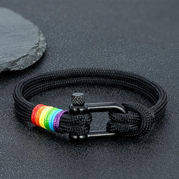 Zwarte Regenboog Kabel Armband  beschikbaar voor biedingen