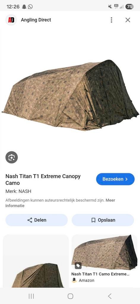 gezocht Nash Titan t1 Canopy Camo, Watersport en Boten, Ophalen of Verzenden, Zo goed als nieuw, Overige typen