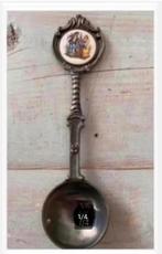 Brocante Tinnen lepel, porselein afbeelding, 18 cm, Antiek en Kunst, Ophalen of Verzenden