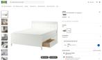 IKEA IDANÄS Bedframe opberg wit 160x200 & YATAS IONIC ENERGY, Ophalen, Verstelbaar, Wit, Tweepersoons