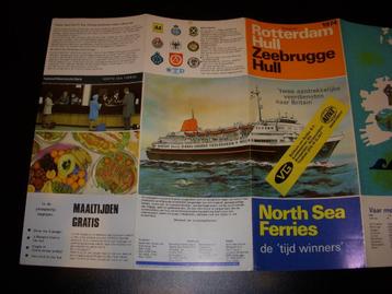 Folder North Sea Ferries Rotterdam-Hull, Zeebrugge-Hull 1974 beschikbaar voor biedingen