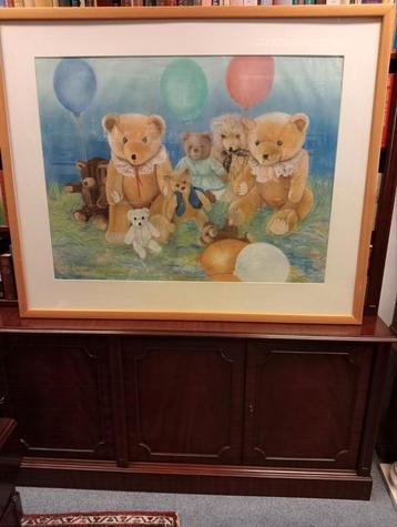 Zeer Bijzonder Groot Schilderij van Beren in Nieuwstaat  beschikbaar voor biedingen