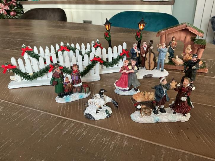 Kerstdorp Figuren Set aanvulling kerstdorp, Diversen, Kerst, Gebruikt, Ophalen of Verzenden