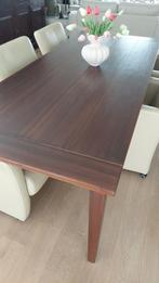 Eetkamertafel met lederen stoelen, Ophalen, Eikenhout, 200 cm of meer, 50 tot 100 cm