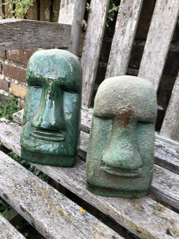 2 x vintage design keramiek beeldje Moai Paaseilanden beschikbaar voor biedingen