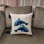 Punch geborduurd  Sierkussen hoes, Verzenden, Nieuw, Blauw, Vierkant