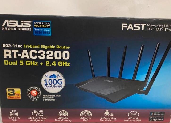 Asus RT-AC3200 Tri-Band Router, Computers en Software, Routers en Modems, Gebruikt, Router, Ophalen of Verzenden