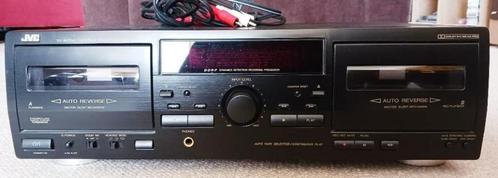 JVC dubbel cassettedeck, Audio, Tv en Foto, Cassettedecks, Dubbel, JVC, Auto-reverse, Tiptoetsen, High speed dubbing, Tape counter