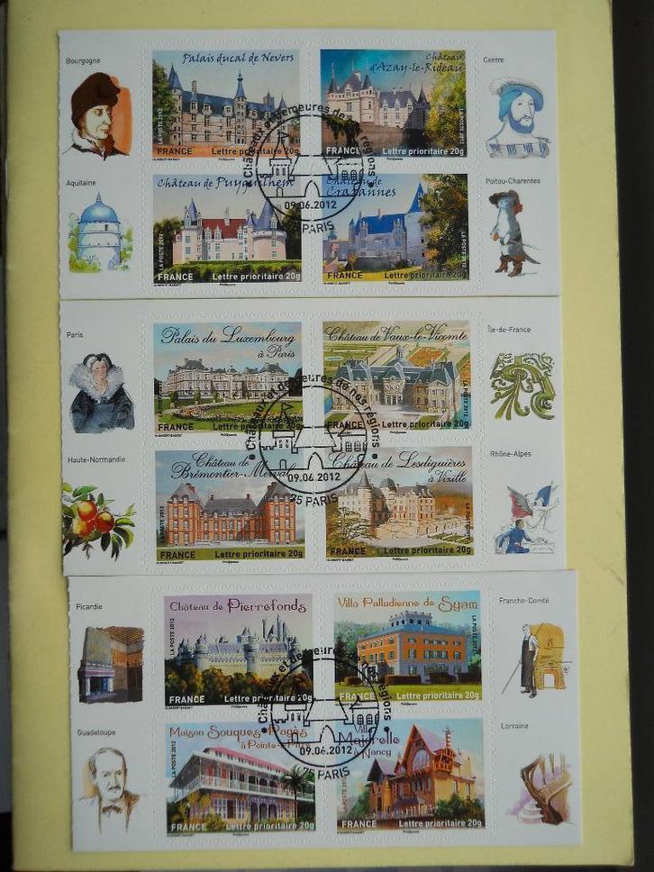 Frankrijk 2012 Chateau historiques Yv.Autoadh. 726-737 gest., Postzegels en Munten, Postzegels | Europa | Frankrijk, Gestempeld