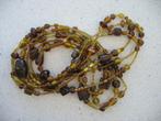 Lange Murano Glaskralen Ketting Lichtbruin Tinten Vintage, Ophalen of Verzenden, Overige materialen, Ketting
