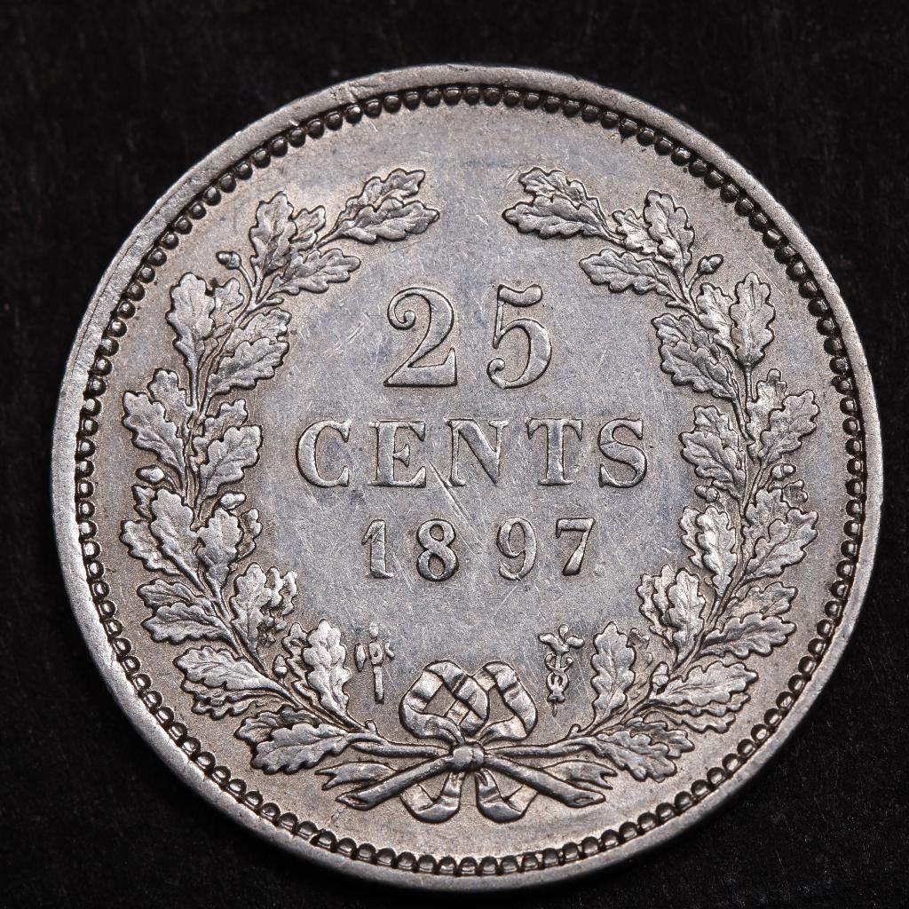 25 cent 1897. Zfr/Pr., Postzegels en Munten, Munten | Nederland, Zilver, 25 cent, Ophalen of Verzenden, Koningin Wilhelmina