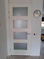 Bervens deur 231x 93  met mat glas met kozijn, Doe-het-zelf en Verbouw, Deuren en Horren, Ophalen, Gebruikt, 80 tot 100 cm, Binnendeur