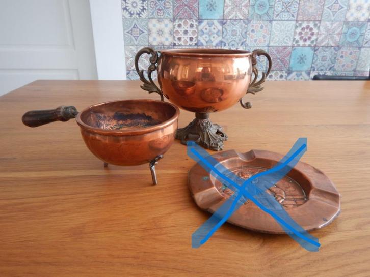 2 Stuks Rood Koper Potjes op voetjes, Antiek en Kunst, Antiek | Koper en Brons, Koper, Ophalen of Verzenden