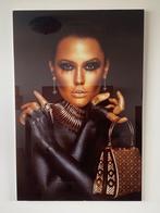 Poster op glas Golden Lady & Louis Vuitton 80 x 120, Foto of Poster, 75 tot 100 cm, Ophalen of Verzenden, Zo goed als nieuw