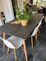 Betonlook eettafel met 6 stoelen (Vandaag/morgen WEG!), Huis en Inrichting, Tafels | Eettafels, Ophalen, Overige materialen, Gebruikt