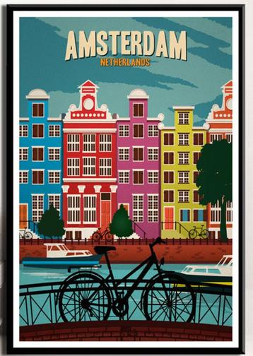 Amsterdam Holland Poster / Stad Decor Kunst Schilderij beschikbaar voor biedingen