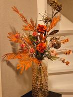 Vaas met koper kleurige zijde bloemen boeket, Ophalen of Verzenden, Nieuw, Binnen