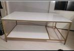 Pandrup salontafel goud/wit, Huis en Inrichting, Tafels | Sidetables, Ophalen, 100 tot 150 cm, Zo goed als nieuw, Glas
