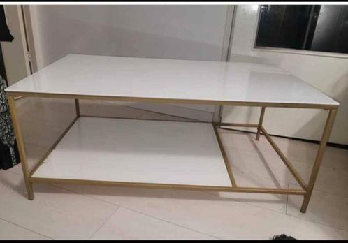 Pandrup salontafel goud/wit, Huis en Inrichting, Tafels | Sidetables, Zo goed als nieuw, 25 tot 50 cm, 100 tot 150 cm, Glas, Metaal