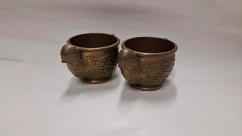 Set antieke koperen eierdopjes in kipvorm | Made in Italy, Antiek en Kunst, Antiek | Servies los, Ophalen of Verzenden