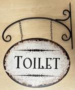 Toilet wc wit uithangbord reclamebord van metaal wandbord, Nieuw, Ophalen of Verzenden