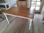 Landelijk Eetkamertafel met Wit Onderstel, Huis en Inrichting, Tafels | Eettafels, Gebruikt, 50 tot 100 cm, Vierkant, Landelijk