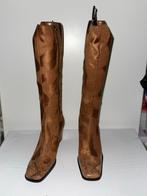 Bruine Hoge Laarzen met Slangenprint - Maat Onbekend, Ophalen, Zo goed als nieuw, Bruin, Hoge laarzen