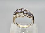 Gouden Vintage ring edelsteen tanzaniet en diamant. 2025/410, ., Paars, Ophalen of Verzenden, Zo goed als nieuw