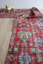 Oosterse rode vintage loper. Bohemien tapijt/kleed, bloemen, O, O, 200 cm of meer, Ophalen of Verzenden
