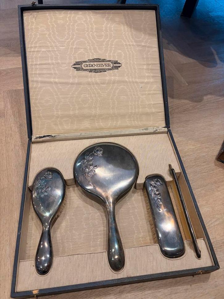 Gero Zilver Toiletset in Originele Doos, Antiek en Kunst, Antiek | Goud en Zilver, Ophalen of Verzenden