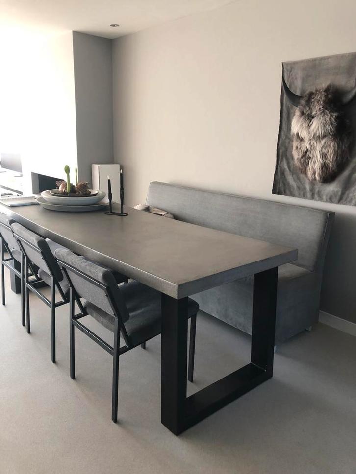Betonlook eetkamertafel 230x85cm, Huis en Inrichting, Tafels | Eettafels, Zo goed als nieuw, 50 tot 100 cm, Rechthoekig, Ophalen