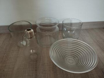 Diverse glazen vazen/potten en schaal, gratis beschikbaar voor biedingen