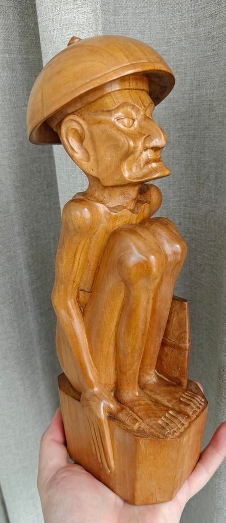 Balinees Art Deco Houtsnijwerk Indonesië beeld, Antiek en Kunst, Ophalen of Verzenden