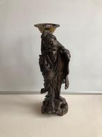 Vintage houtsnijwerk beeld chinese visser, Antiek en Kunst, Ophalen of Verzenden