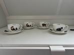 Leuk Francien katten servies - 4 kopjes met schotel, Huis en Inrichting, Ophalen of Verzenden, Gebruikt, Overige stijlen, Kop(pen) en/of Schotel(s)