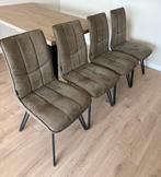 4 eettafelstoelen olijfkleur, Huis en Inrichting, Stoelen, Ophalen, Zwart, Zo goed als nieuw, Vier