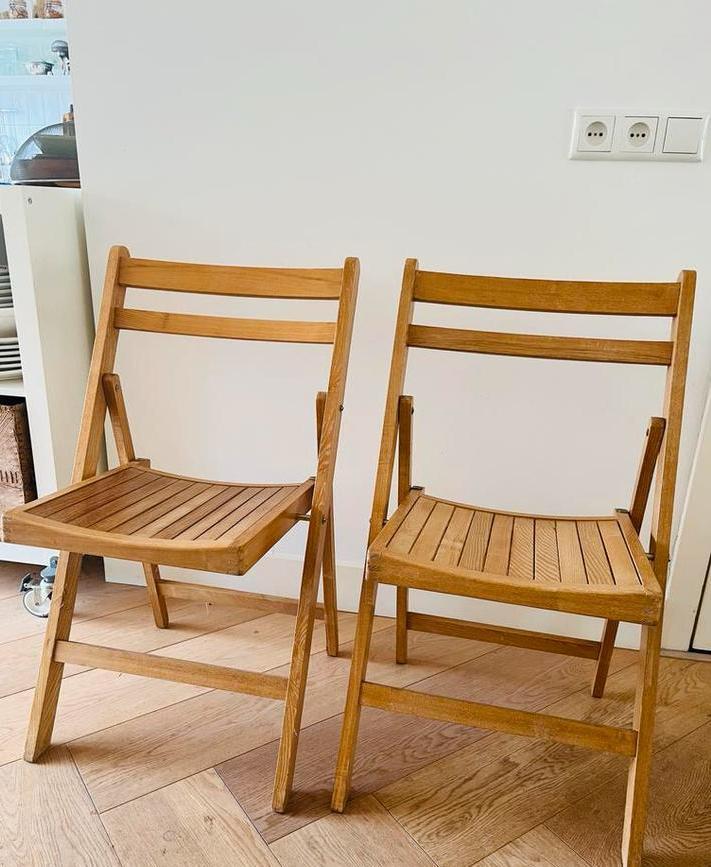 Stevige vintage klapstoelen, per stuk:, Antiek en Kunst, Antiek | Meubels | Stoelen en Banken, Ophalen