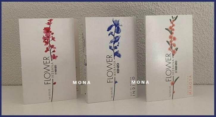 KenzoFlower Ikebana set 3 parfum samples proefjes testers, Sieraden, Tassen en Uiterlijk, Uiterlijk | Parfum, Nieuw, Verzenden