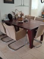 5 eetkamerstoelen beige gemêleerd nieuwstaat, Ophalen, Overige kleuren, Zo goed als nieuw, Stof