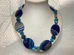 PRACHTIGE BLAUWE COLLIER MET MOOI SLOT, Sieraden, Tassen en Uiterlijk, Antieke sieraden, Verzenden, Ketting