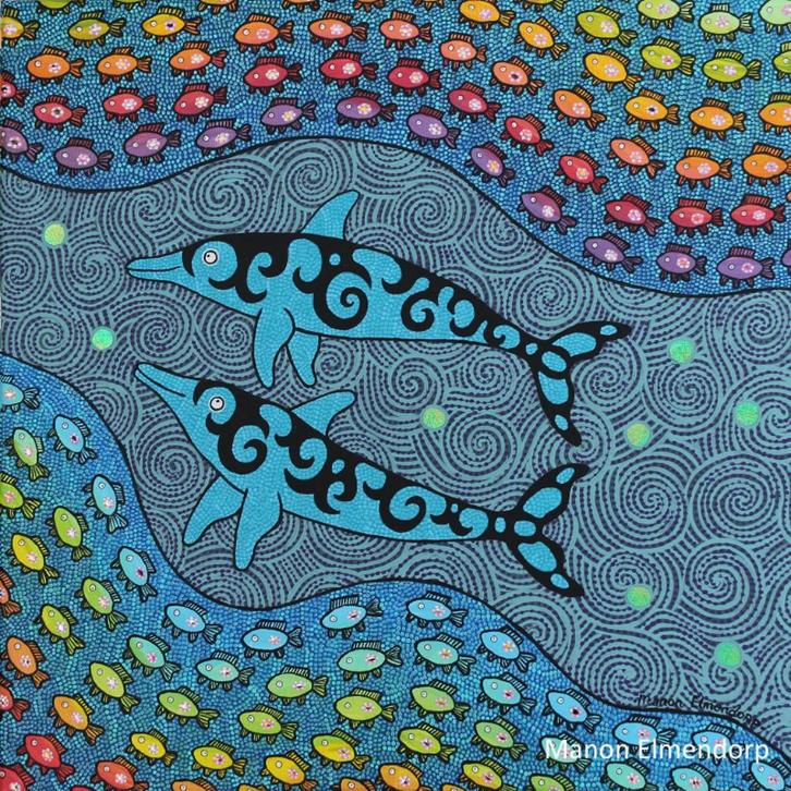 Uniek Handgeschilderd Schilderij “Bubble Hunting” Gesigneerd, Antiek en Kunst, Kunst | Schilderijen | Modern, Ophalen of Verzenden