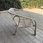 Vintage fauteuil wit riet Bohemian ibiza rotan, Ophalen, Gebruikt, Minder dan 75 cm, Riet of Rotan