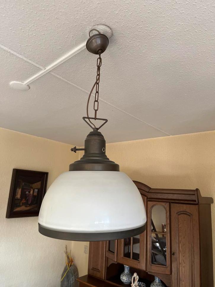 Ouderwetse Hanglamp met Gloeilamp, Huis en Inrichting, Lampen | Hanglampen, Gebruikt, Minder dan 50 cm, Glas, Ophalen
