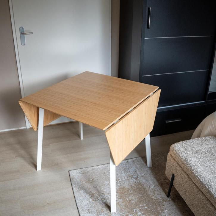 IKEA PS 2012 Klaptafel bamboe/wit, Huis en Inrichting, Tafels | Eettafels, Gebruikt, 50 tot 100 cm, 100 tot 150 cm, Vier personen