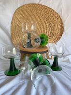 6 mooie vintage Roemer glazen met groene voet Luminarc Fr, Ophalen of Verzenden, Zo goed als nieuw, Overige typen