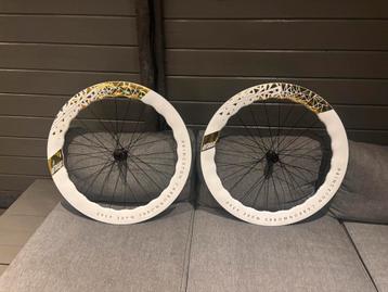 Carbon wielen Disc Sram XDR body White/Gold beschikbaar voor biedingen