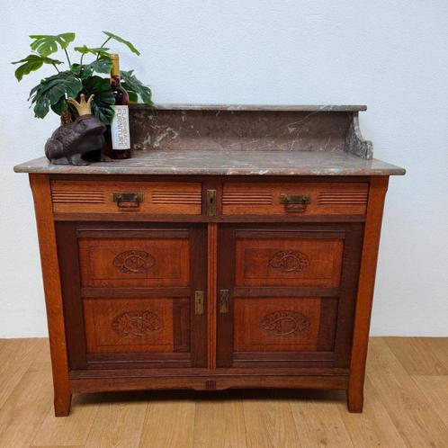 Vintage Frans dressoir commode, ladekast met marmer blad 111, Huis en Inrichting, Kasten | Ladekasten, Gebruikt, Ophalen of Verzenden