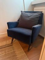 Pair of Blauwe fluwelen fauteuils (set van 2), Huis en Inrichting, Ophalen, Gebruikt, Danish, 75 tot 100 cm